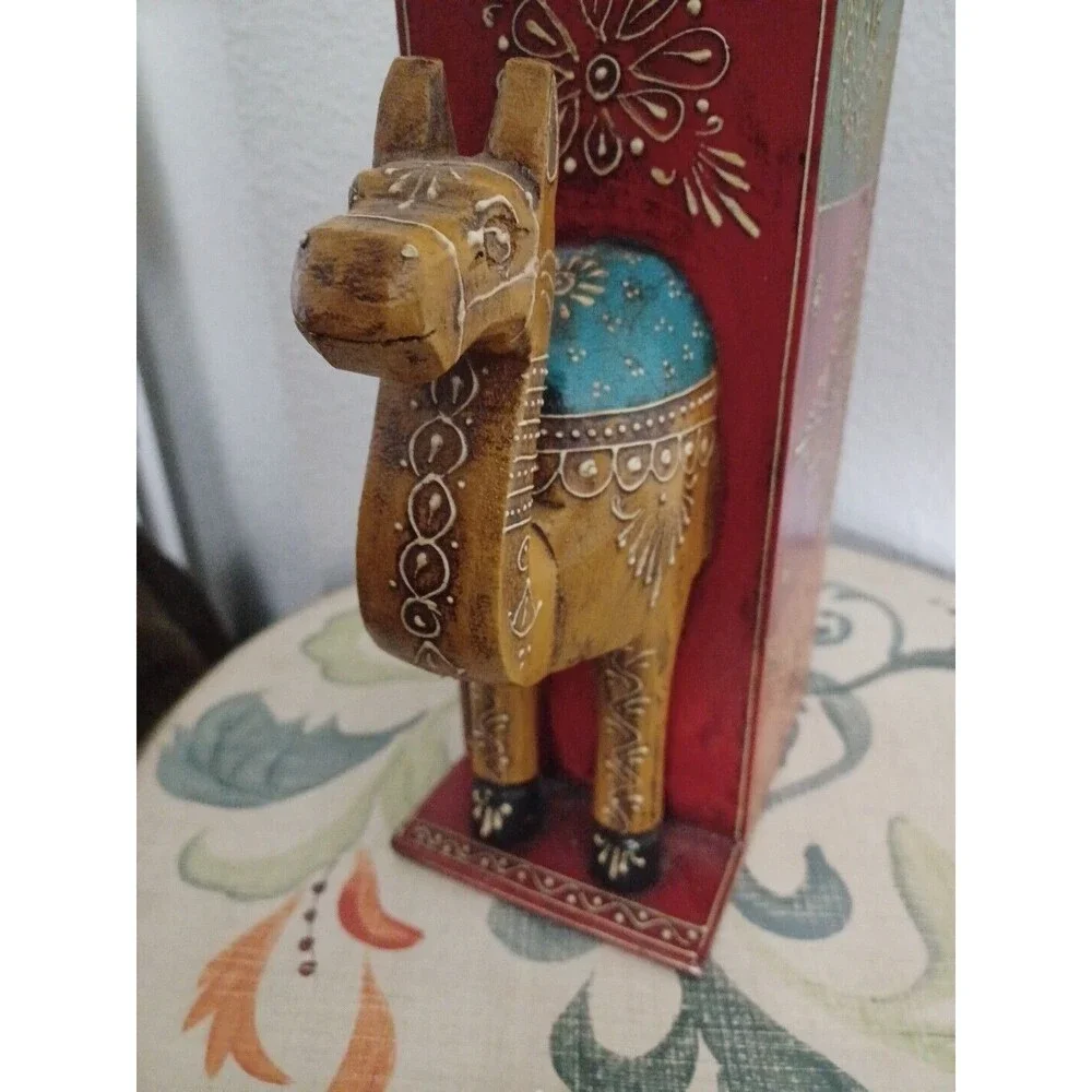 Camel handmade and painted wooden wine bottle holder CIRCA 1980s